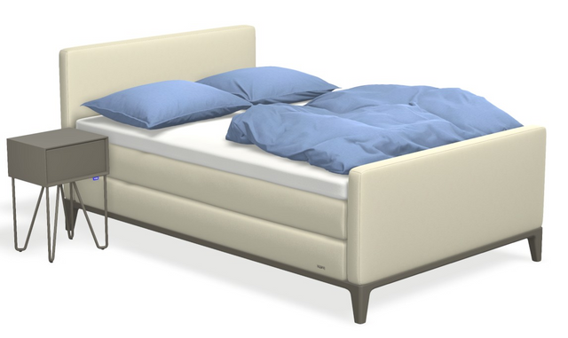 Boxspringbett auping Criade - Plain mit Fussteil, Nachttisch & flacher Unterfederung