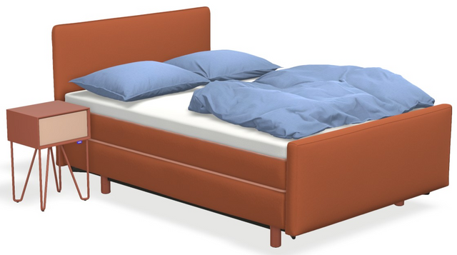 Boxspringbett auping Original - Mute mit Fussteil, Nachttisch & flacher Unterfederung