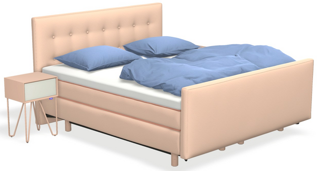 Boxspringbett auping Original - Portofino mit Fussteil, Nachttisch & motorischer Smart Base 3M Unterfederung