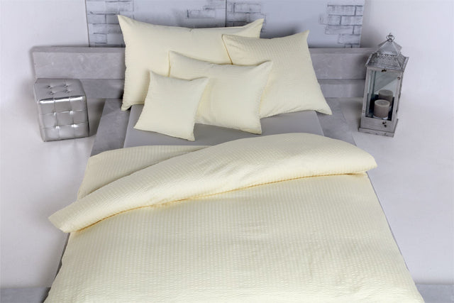 Creme Bettwäsche TAMARA R - High Speed Seersucker Uni Baumwoll Satin
