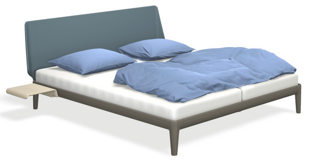 Essential mit Kopfteil lackiert, Nachttisch & motorischer Smart Base 2M Unterfederung