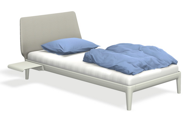 Essential - Kopfteil stoffiert mit Matratze ONE weiss & motorischer Smart Base 2M Unterfederung