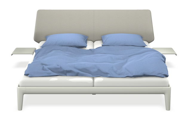 Essential - Kopfteil stoffiert mit Matratze ONE weiss & motorischer Smart Base 2M Unterfederung