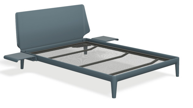 Essential mit Kopfteil lackiert, Nachttisch & motorischer Smart Base 2M Unterfederung