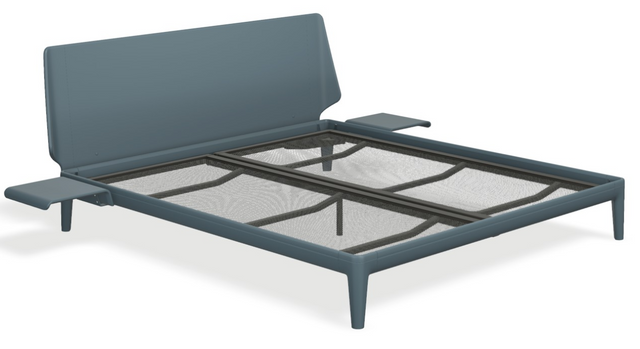 Essential mit Kopfteil lackiert, Nachttisch & motorischer Smart Base 2M Unterfederung