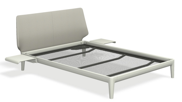 Essential mit Kopfteil stoffiert, Nachttisch & motorischer Smart Base 2M Unterfederung