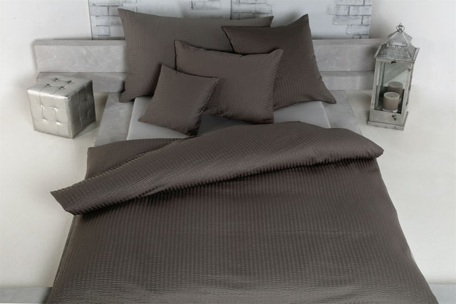Grau Bettwäsche TAMARA R - High Speed Seersucker Uni Baumwoll Satin