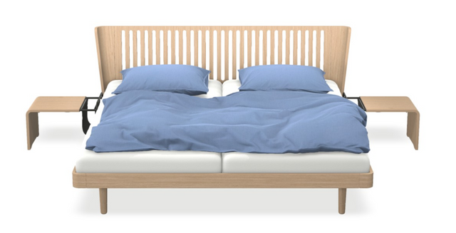 Noa mit Kopfteil gefräst, Nachttisch & motorischer Smart Base 2M Unterfederung