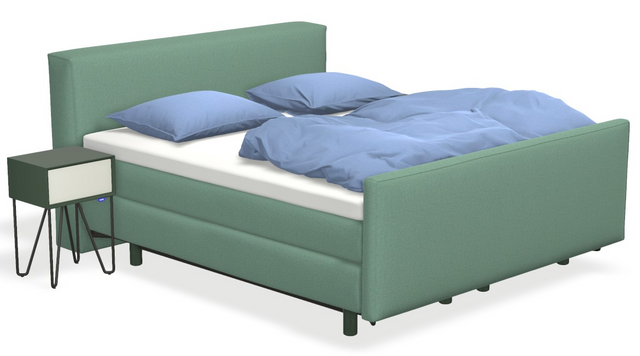 Boxspringbett auping Original - Bold mit Fussteil, Nachttisch & flacher Unterfederung