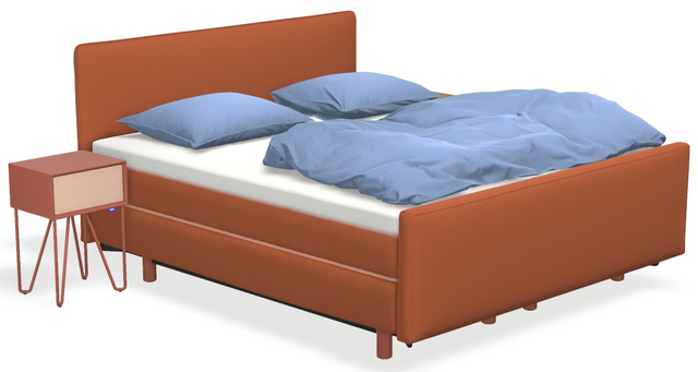 Boxspringbett auping Original - Mute mit Fussteil, Nachttisch & flacher Unterfederung