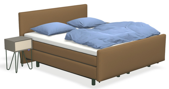 Boxspringbett auping Original - Nice mit Fussteil, Nachttisch & flacher Unterfederung