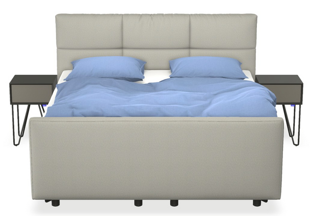 Boxspringbett auping Original - Valencia mit Fussteil, Nachttisch & motorischer Smart Base 3M Unterfederung