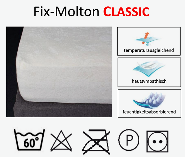 FIX-Molton CLASSIC für Matratzen 16-29cm Höhe