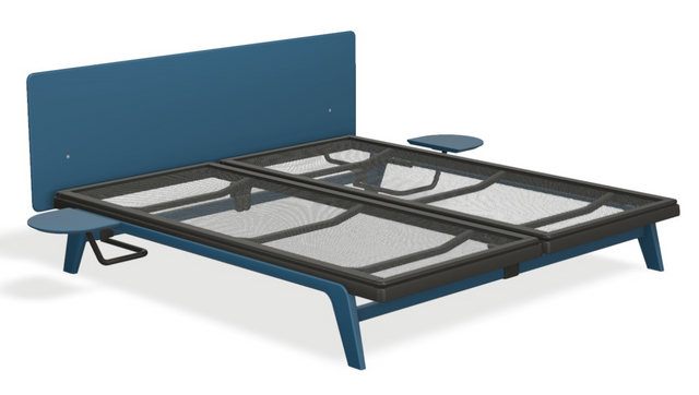 Original mit Kopfteil STRAIGHT, Nachttisch & motorischer Smart Base 3M Unterfederung